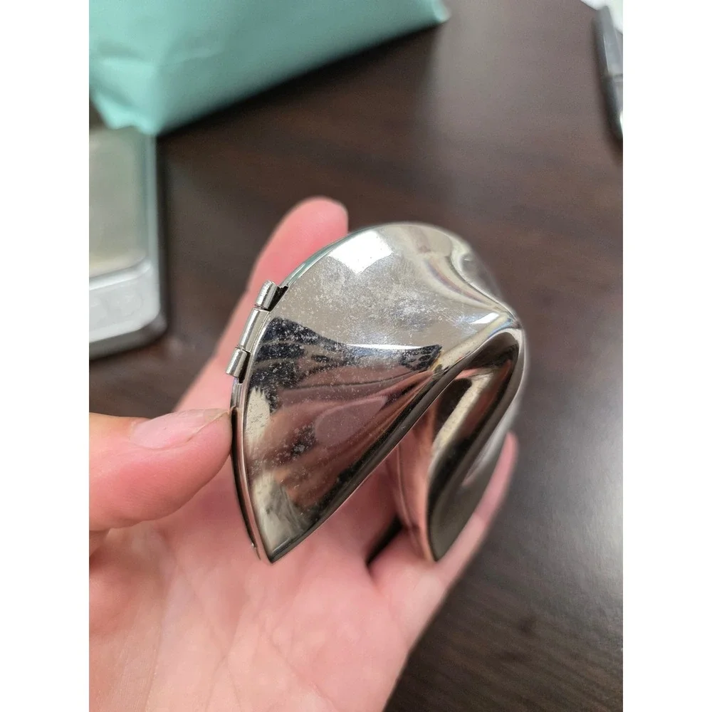 Silver Tone Metal‎ Fortune Cookie Hinged Trinket Box Keepsake Jewelry Case